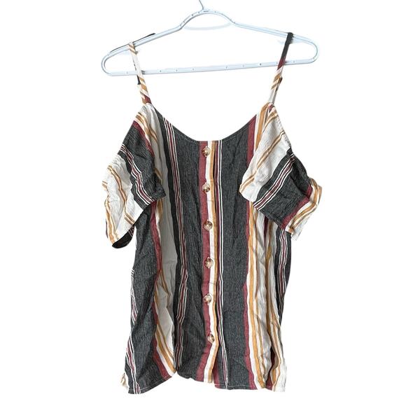 Torrid White / Black / Red / Yellow Cold shoulder Tank Top Size 1 - Picture 1 of 13